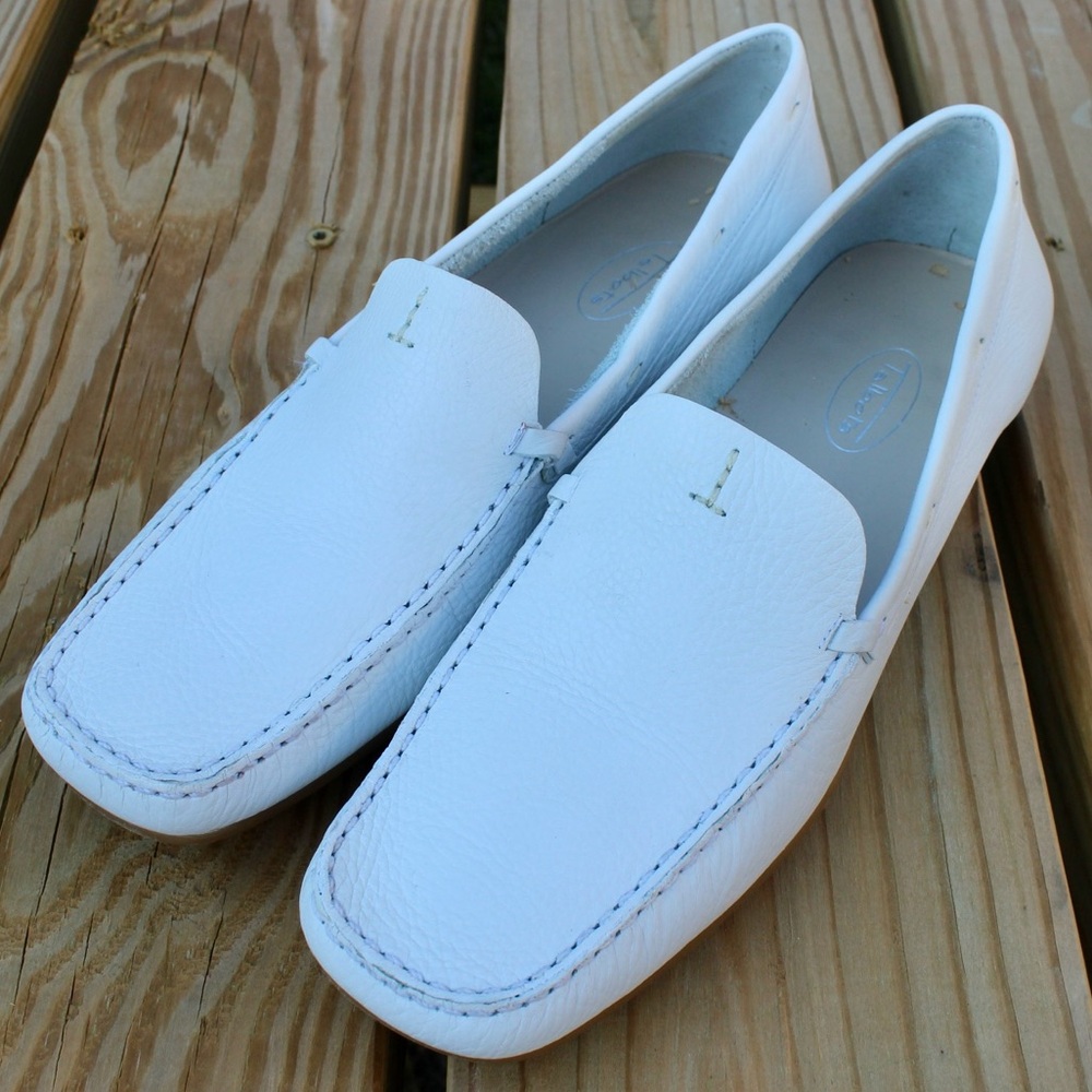 Talbots White Leather Flats Minimalist Design